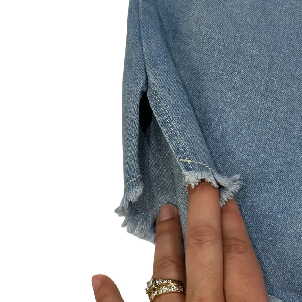 Kidpik Girls Size 10 NWT‎ Denim Shirt Dress Frayed Hem Button Front Long Sleeve